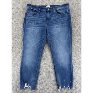 J. Crew Slim Broken In Boyfriend Jeans Womens 29P Blue Mid Rise Chewed Hem Ankle
